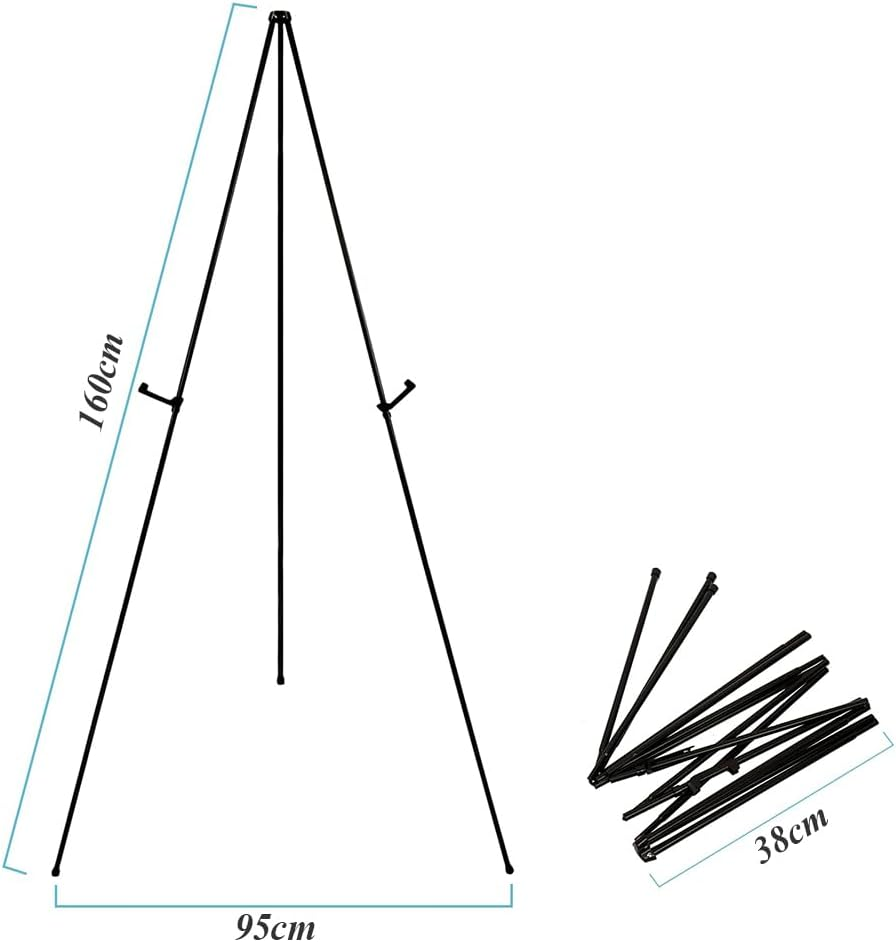 TOMVAES Art Display Easels with Adjustable Function, Portable Metal Painting Easel, Tripod Metal Display Stand for Home School Supplies Shop and Various Ceremonies 63 Inch (Black)