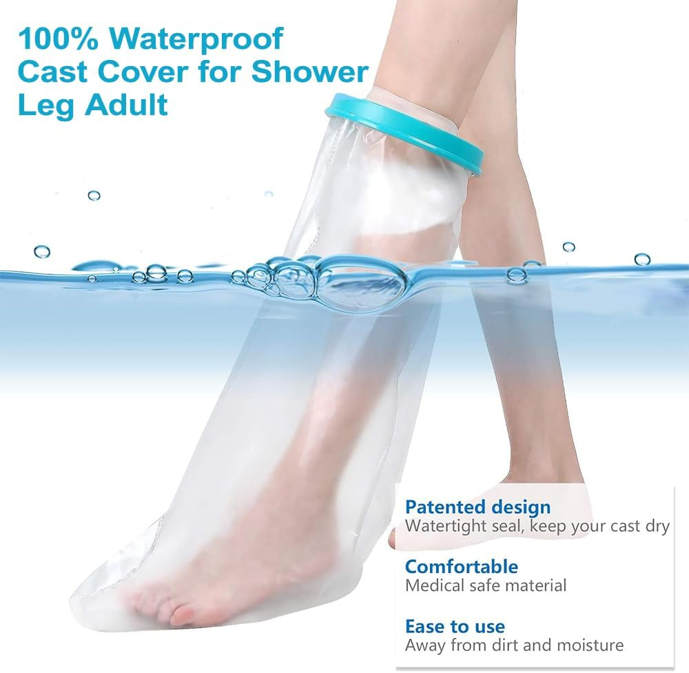 Cast Covers for Shower Leg, Waterproof Long Leg Cast Protector for Adult, Reusable Shower Leg Protector, Dressing and Bandage Protector for Shower Ankle Foot Leg after Surgery