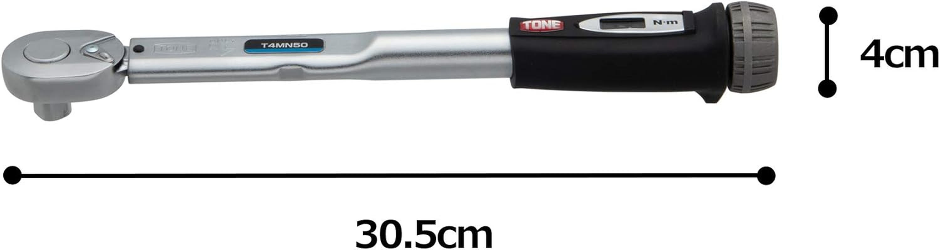 TONE T4MN50 Preset Torque Wrench (Direct Set Type), 0.5 Inch (12.7 Mm) Drive (1/2 Inch), Black, 50 N&middot;M image number 4