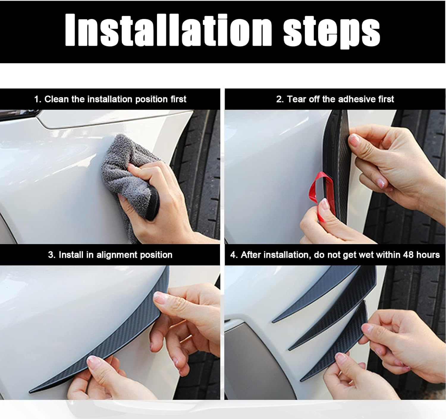 6 PCS Car Spoiler, Car Front Bumper Lip Splitter, Carbon Fiber Spoiler, Car Body Auto anti Collision Strip Decoration, Car Sticker (Carbon Fiber Black) image number 3