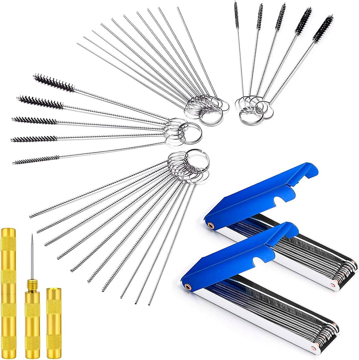 Carburetor Cleaning Kit, Carbon Dirt Jet Remove Cleaner, 26 Cleaning Wires Set, 20 Cleaning Needles 10Nylon Brushes 2 Sharp Pick, for Motorcycle ATV Moped Welder Carb (8 SETS) image number 2