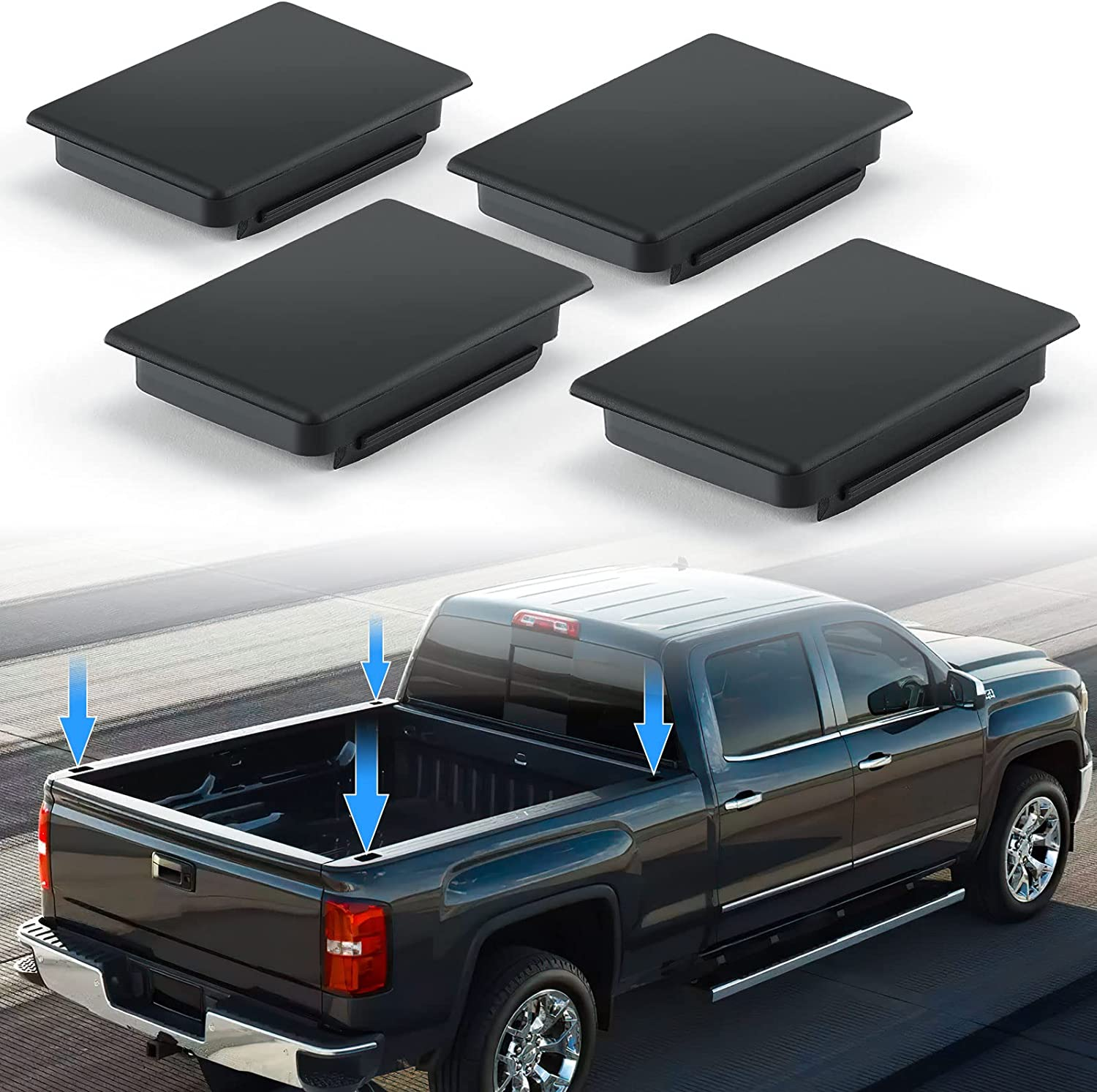 JOYTUTUS Stake Pocket Cover Trucks Bed Rail Stake Covers Compatible with 1999-2014 Chevy Silverado and 2010-2014 GMC Sierra - 4 Pack image number 1