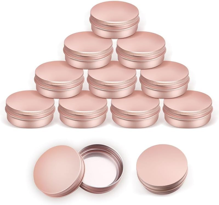 12Pcs Rose Gold Aluminum Tin Jars,Rose Gold Metal round Tins Aluminum Tin Can Salve Tin Container with Screw Lid,Rose Gold Aluminum Tin Jar Refillable Container Aluminum Screw Lid round Tin Container image number 2