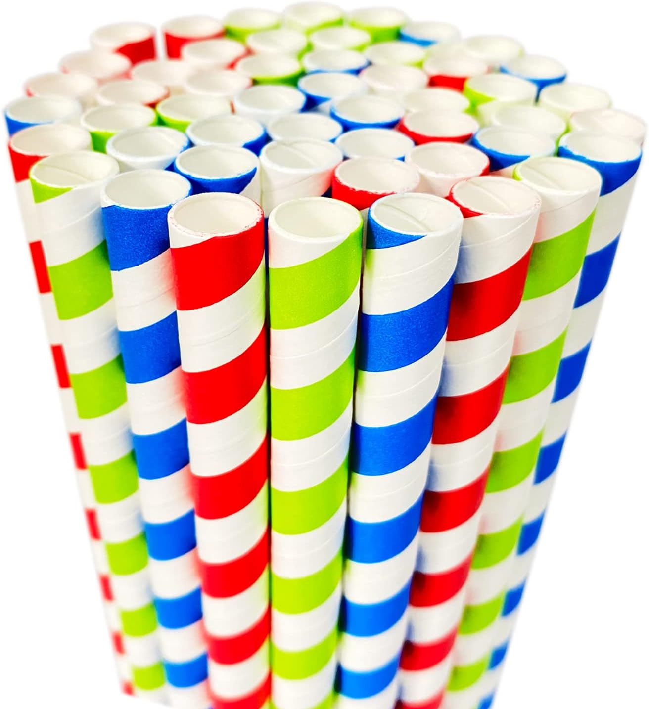 Milkshakes Straws,Paper Smoothie Straws 9Mm Wide Disposable Biodegradable Drinking Straws for Slushies Bubble Boba Tea Juice Jumbo Shakes Malts Frozen Drinks,Birthday Party Accessories,66Pcs Stripes image number 4