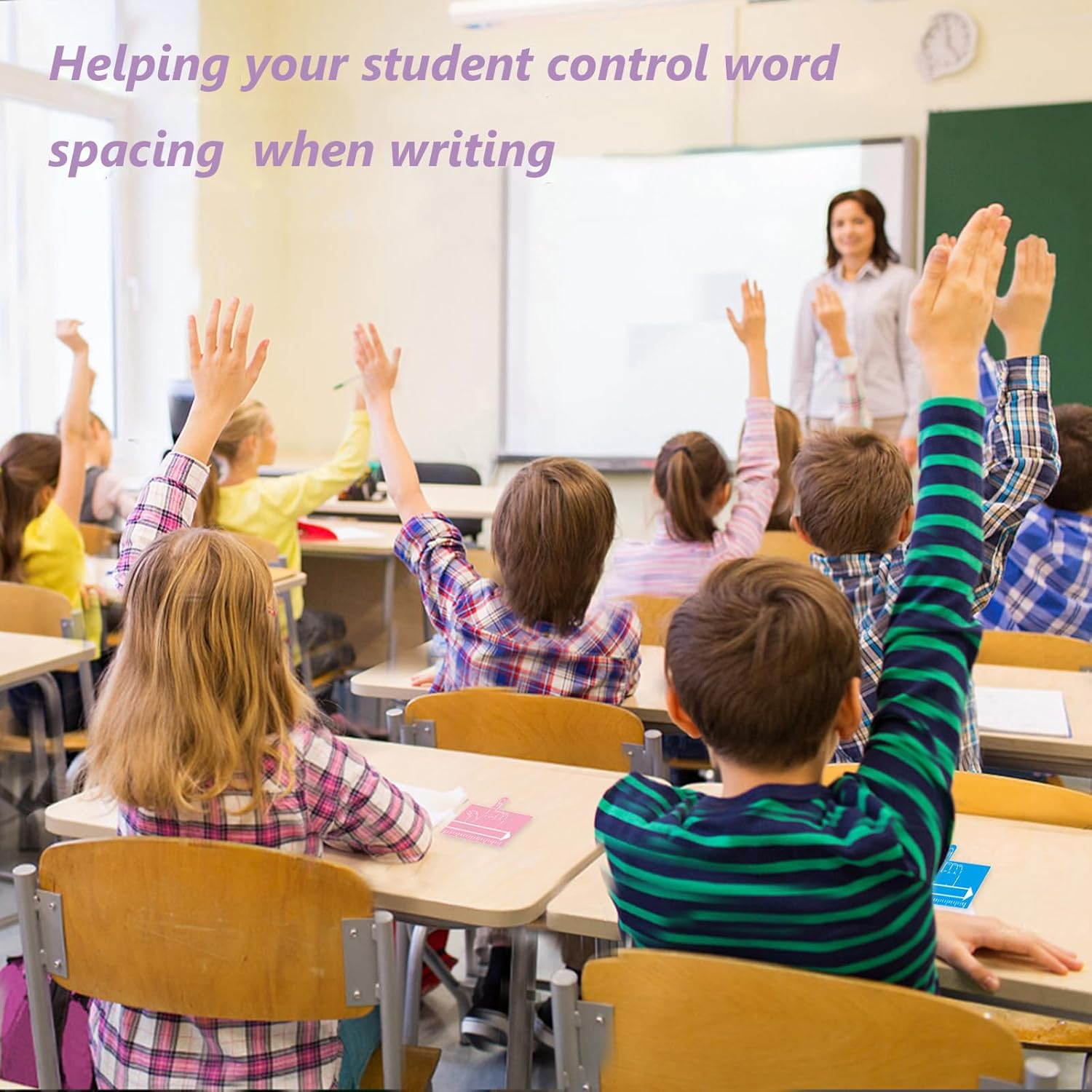 Bagentry 8 Pcs Finger Spacers for Writing with Guided Reading Strips, One Finger Spacer Handwriting Tool, Word Spacing Tool Dyslexia Aid Bookmark for Home Classroom School Supplies (8 Colors) image number 2