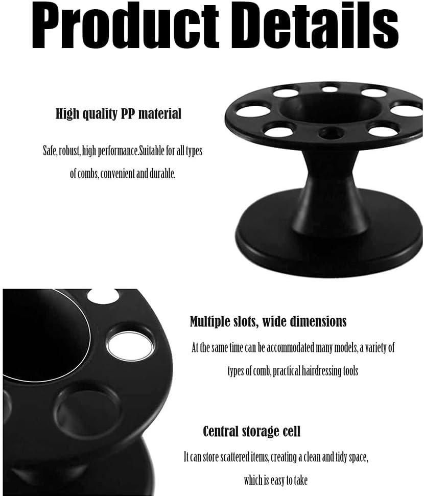 8 Holes Multifunctional Comb Brushes Holder, Plastic round Hair Brush Comb Holder Display Rack Hair Styling Brush Stand Shelf Accessories for Home Table Salon image number 5