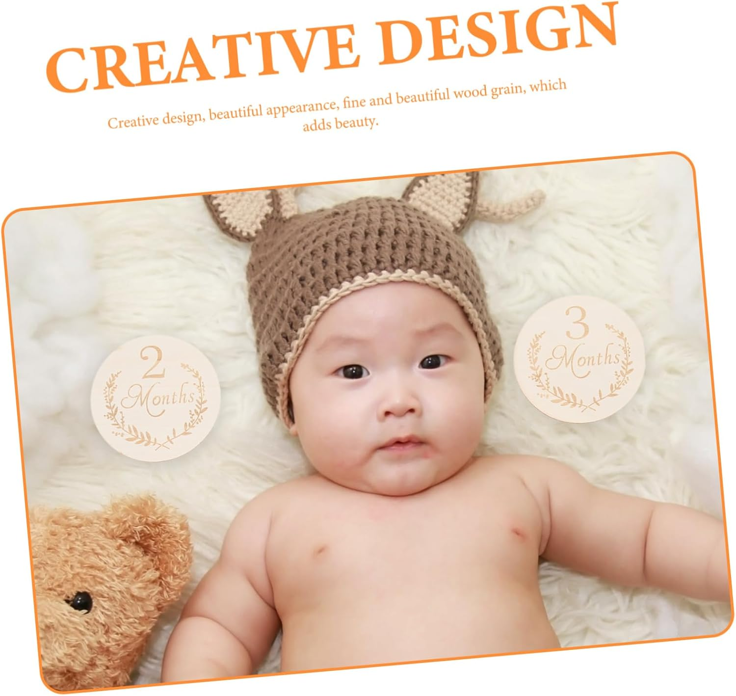 OFFIGAM 13Pcs 100Mm Wooden Slices Baby Milestone Growth Cards Infant Birthday Photo Props Pine Wood for Newborn Photography and Home Decoration image number 1