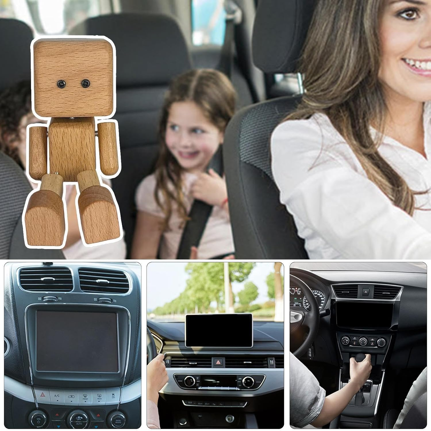 Shaking Wooden Man, Cute Shaking Feet Wooden Man Doll Figurine, Automotive Interior Decorations Display Ornaments for Long Driving Shelf Road Trip Home Desk Tabletop