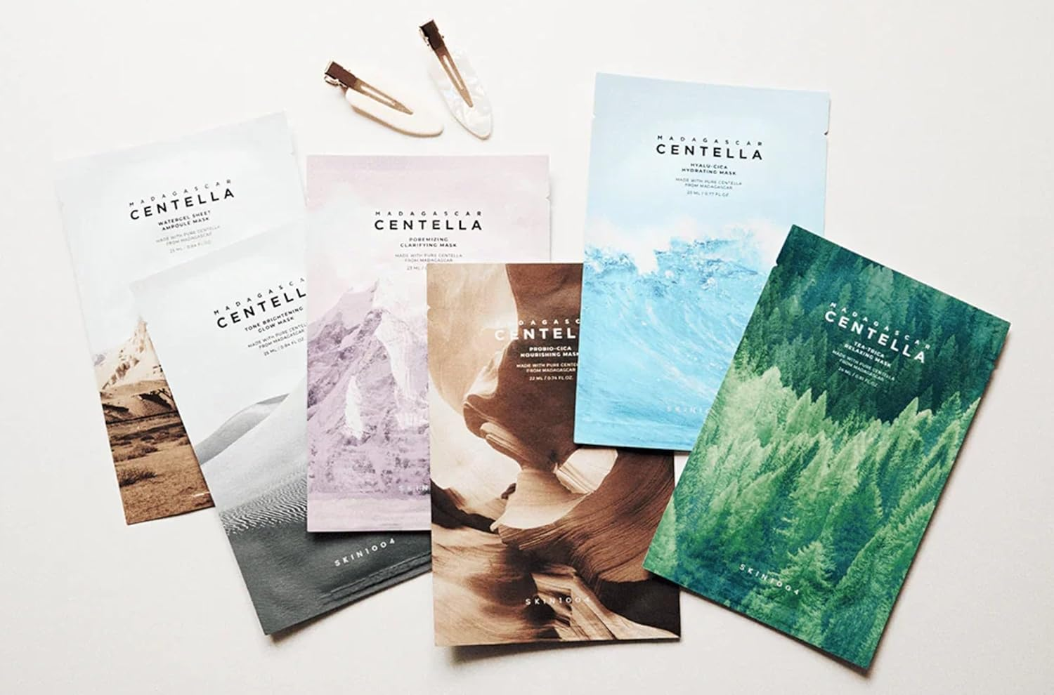 SKIN1004 Madagascar Centella Variety Mask Set | 6 Mask + Hair Clip image number 3