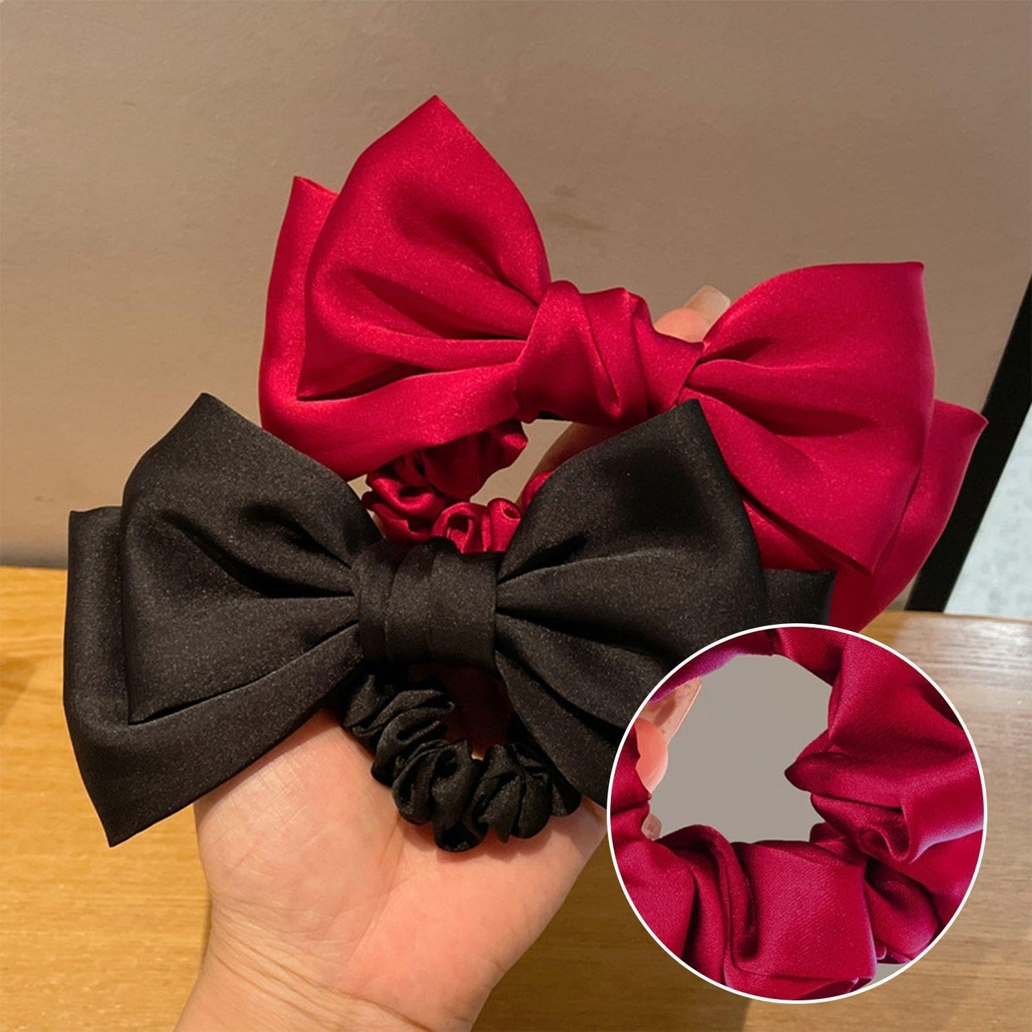 Pack of 3 Bow Hair Ties, Simple Hair Accessories, Cute Hair Accessories, Durable Elastic Hair Ties, Hair Fixing Tools image number 3