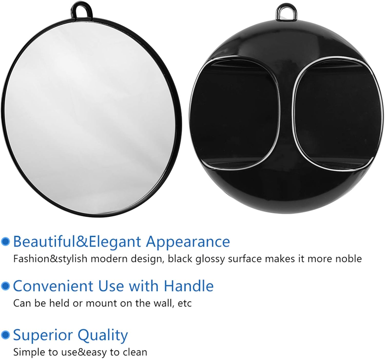 Hand Held round Mirror with Handle, Ideal Choice for Personal and Hair Salon Use, Can Be Held or Mount on the Wall