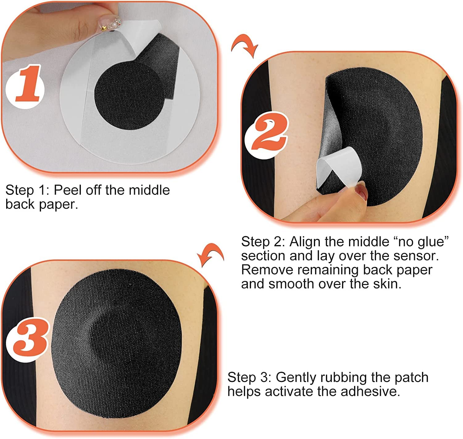 Freestyle Adhesive Patches 25Pack Waterproof Libre2/3 Sensor Covers Flesh Flexible CGM Patches without Glue in the Center-Enlite-Guardian-Freestyle Libre 14 Day Sensor Patches (Skin Colour) image number 4