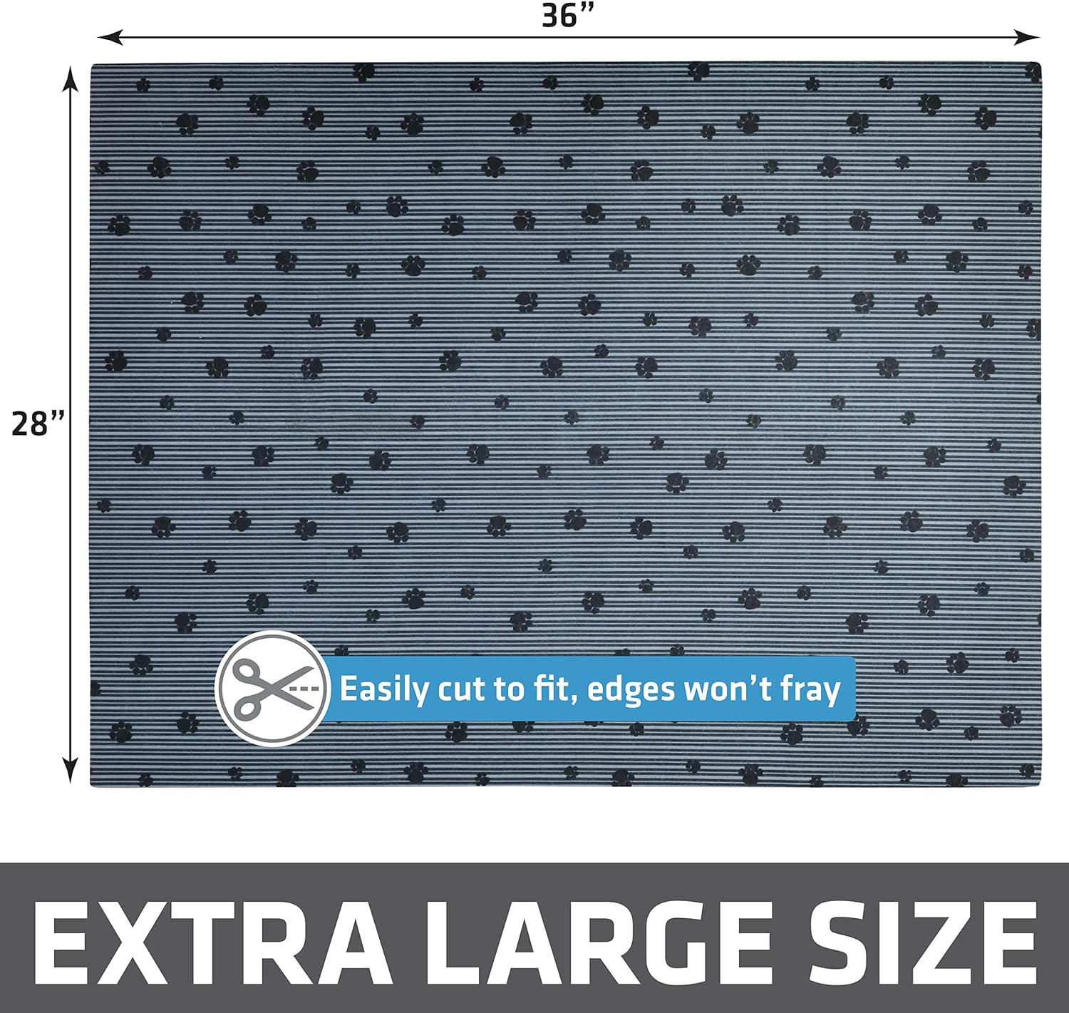 Drymate Original Cat Litter Mat, Contains Mess from Box for Cleaner Floors, Urine-Proof, Soft on Kitty Paws -Absorbent/Waterproof- Machine Washable, Durable (USA Made) (28&rdquo;X36&rdquo;)(Greystripeblackpaw) image number 4