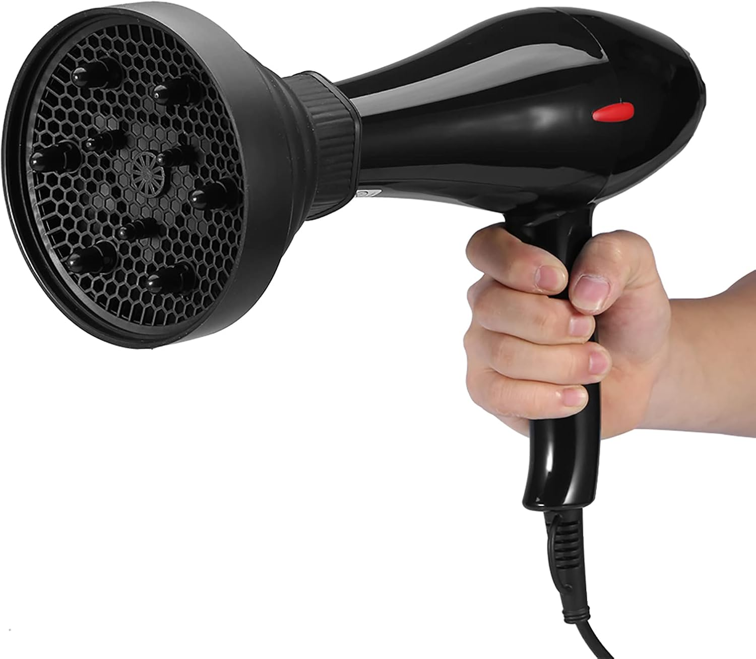 Foldable Hairdryer Diffuser - High Temp Resistant Silicone, Protects Hair from Heat Damage, Washable - 5 Color Choices (Black) - Green image number 4