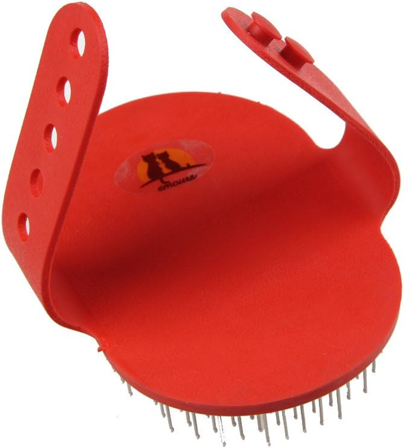 Emours Pet Rubber Grooming Brush Massager with Adjustable Loop Handle and Stainless Steel Pin Color May Varies image number 1