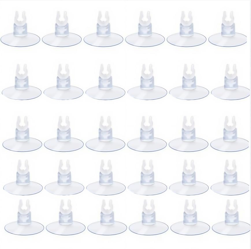 Fish Tank Airline Tubing Clear Suction Cup Clips, 30Pcs Aquarium Suction Cup Clip Clear Airline Tube Holders Clamps Fish Tank Hose Holder Clips,Fish Tank Cup Airline Holder Air Pump Clip image number 2