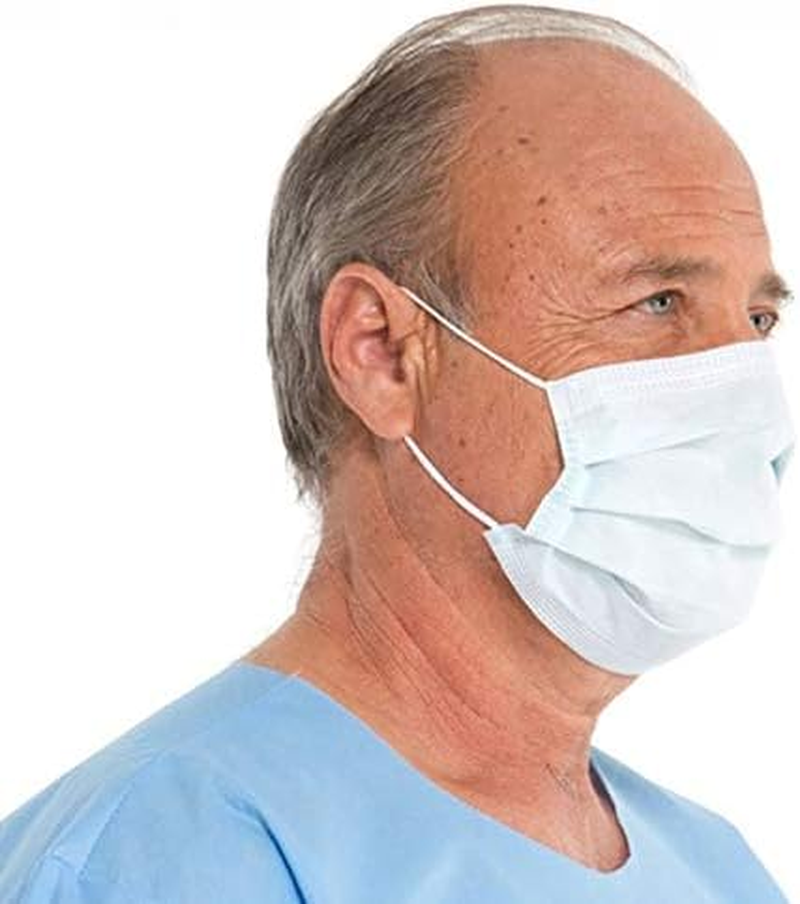 HALYARD Procedure Face Masks, Disposable, 3 Layer - Pleat Style, W/Earloops, Blue 6001A (Box of 50) image number 2