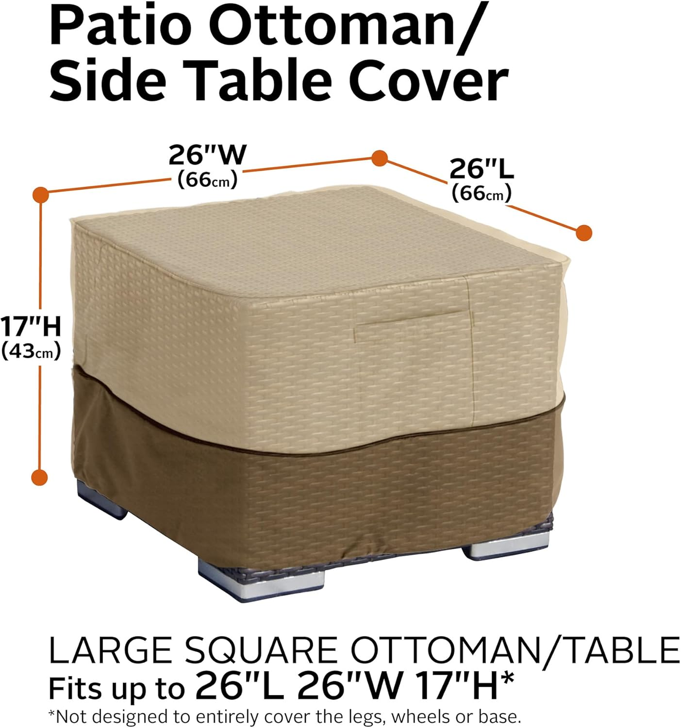 Classic Accessories Veranda Water-Resistant 26 Inch Square Patio Ottoman/Side Table Cover, Outdoor Table Cover image number 4