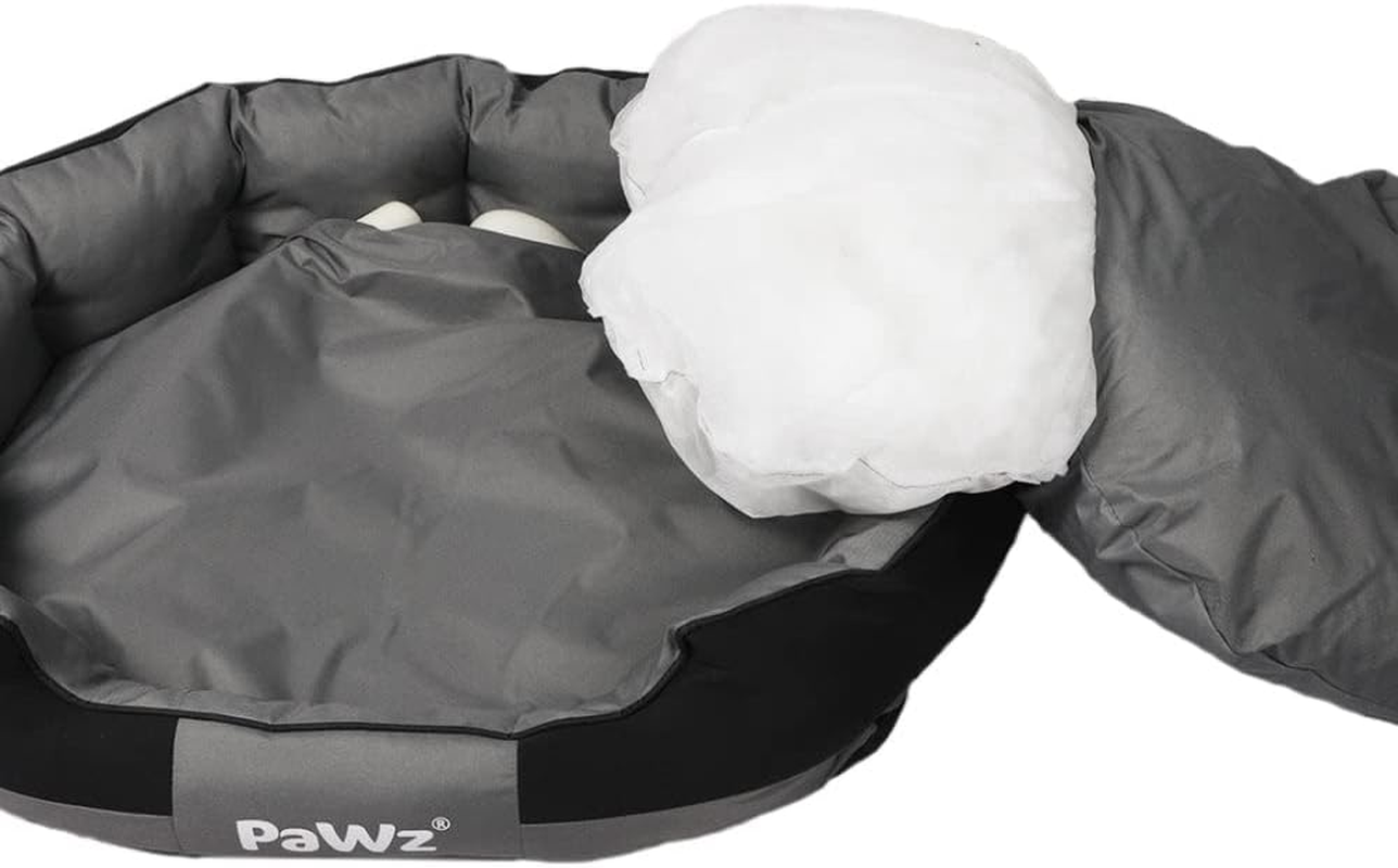Pawz Waterproof Pet Dog Calming Bed Memory Foam Orthopaedic Removable Washable M, Dog Cat Sofa Bed with Head and Neck Support, Chew Proof Dog Bed, Pet Bed with Removable Cushion, Grey + Black