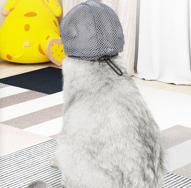 Quhoxdye Cat Muzzle, anti Bite Mesh Muzzle for Kittens, Breathable Grooming Helmet Mask for Nail Trimming for Prevent Biting Chewing, Cats Grooming Nail Trimming Bathing Pet Supplies (Grey, Medium) image number 3