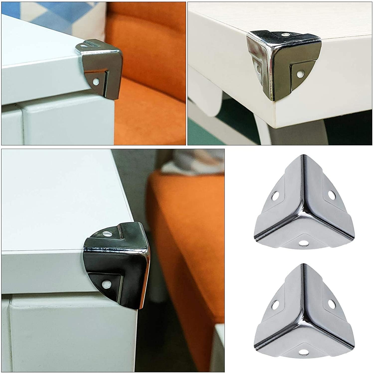 20Pcs Black Corner Brace Decorative Protectors Wrap Angle Edge Guard Cover Brackets 27Mm for Wooden Case Trunk Box Flightcases (1.1"&times;1.1"&times;1.1") image number 2