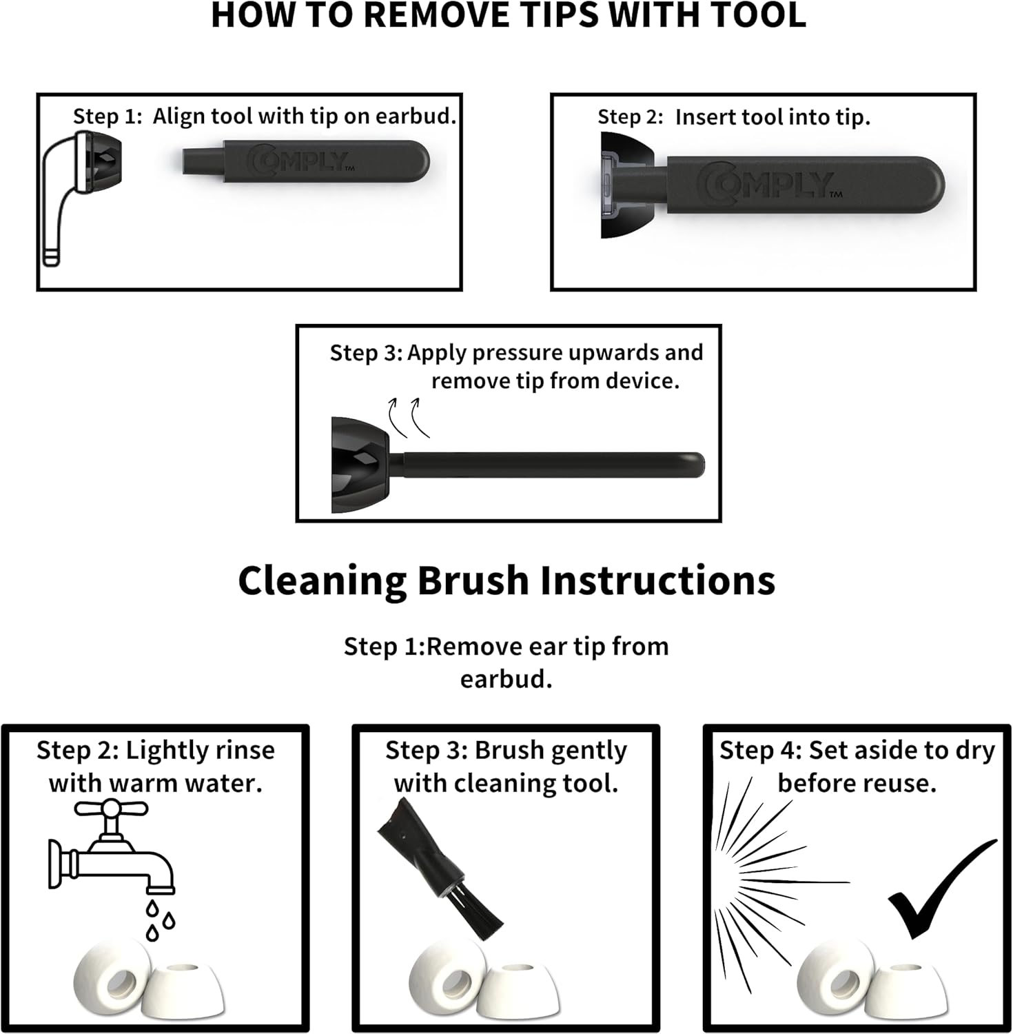 Comply Foam Truegrip Premium Memory Foam Ear Tips for Apple Airpods Pro 1St & 2Nd Gen - S/M/L, White (3-Pairs) - Small Stocking Stuffers, Noise Isolation with Removal Cleaning Tool