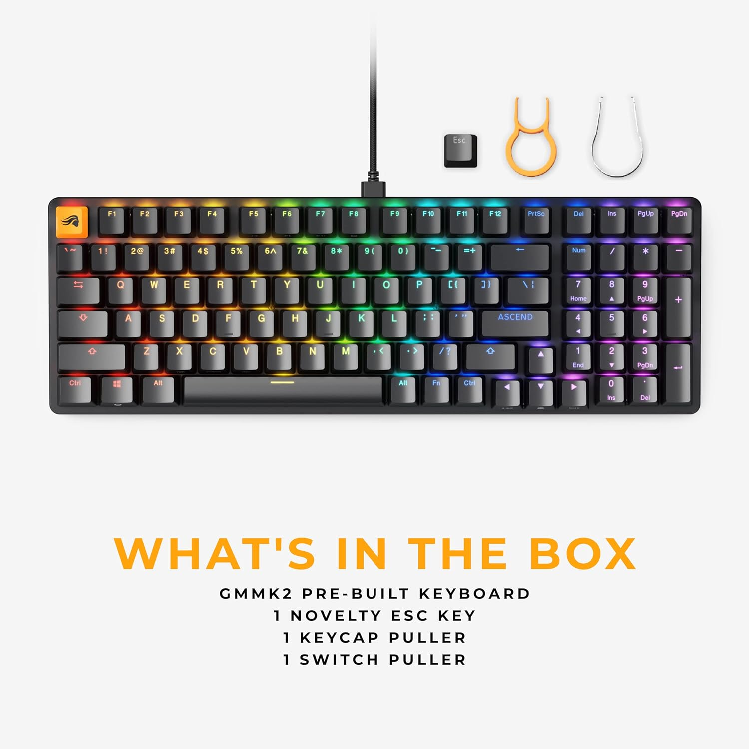 Glorious Gaming Keyboard - GMMK 2 - TKL Hot Swappable Mechanical Keyboard, Red Switches, Wired Keyboard Gaming, Compact - Full Size Keyboard (Black RGB Keyboard) image number 3