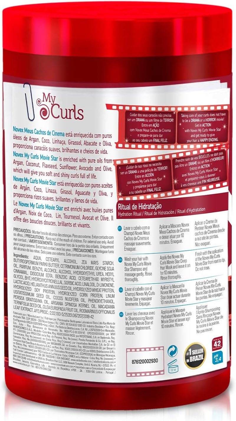 NOVEX Value Size Deep Conditioning Hair Masks Enriched with Natural Ingredients (1Kg) (My Curls Movie Star Deep Hair Mask 1000Ml) image number 5