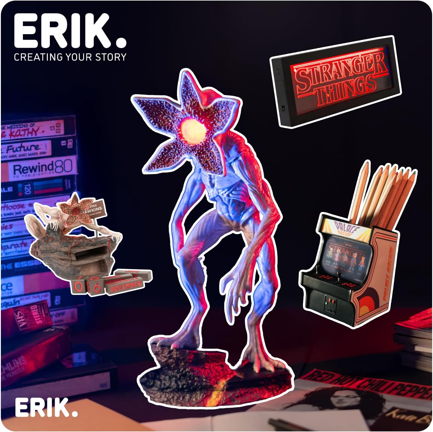 Grupo Erik Baterry Lamp - Stranger Things Gifts | Night Light Kids, Night Lamp Bedside, Mood Lighting, Nightlight | Demogorgon Stranger Things Merchandise, Cool Room Decor