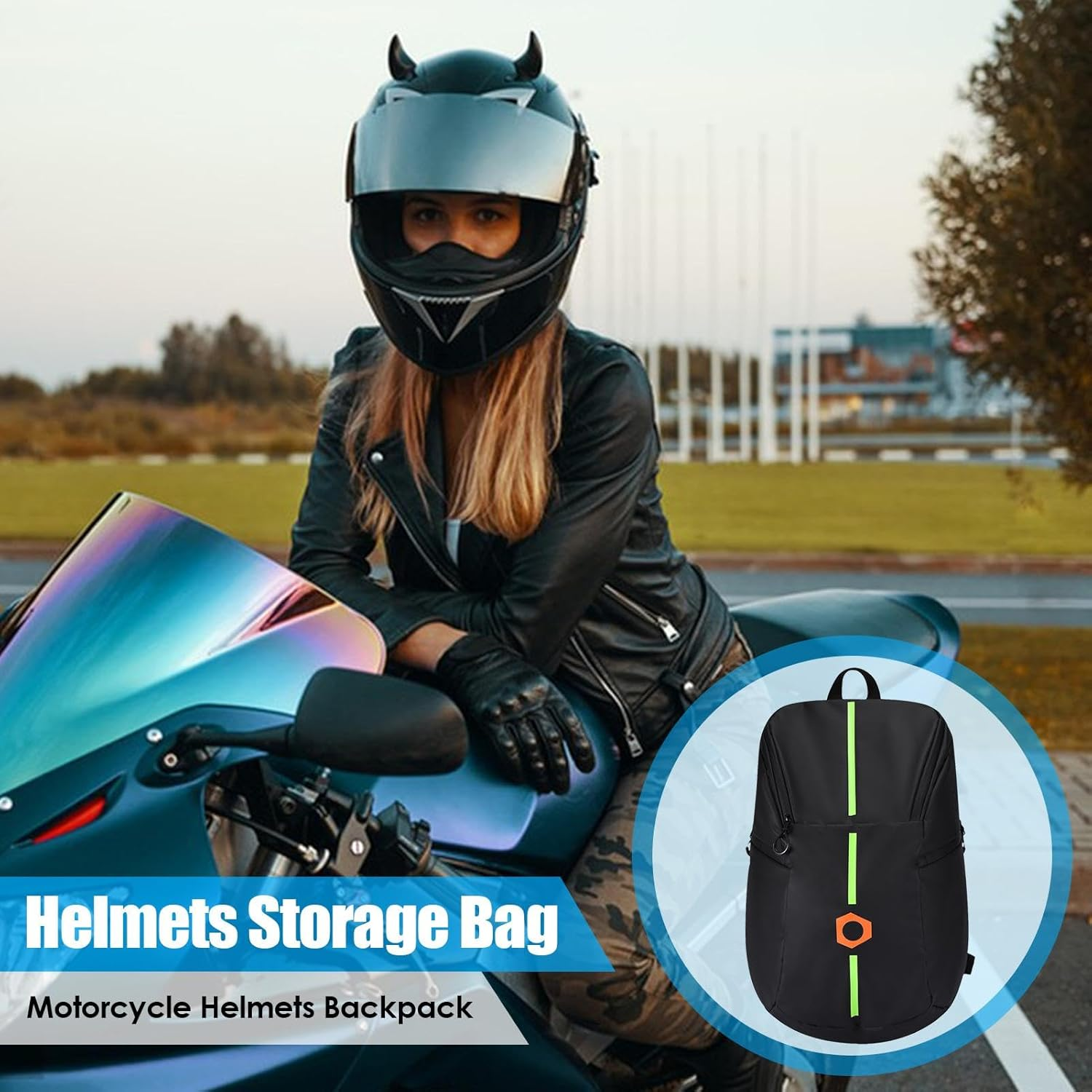 Generisch Unisex Adult Motorcycle Helmets Backpack, Ergonomic Design, Waterproof, 3 Compartments, 1.15 Pounds, 29X34X29 Cm, Black image number 3