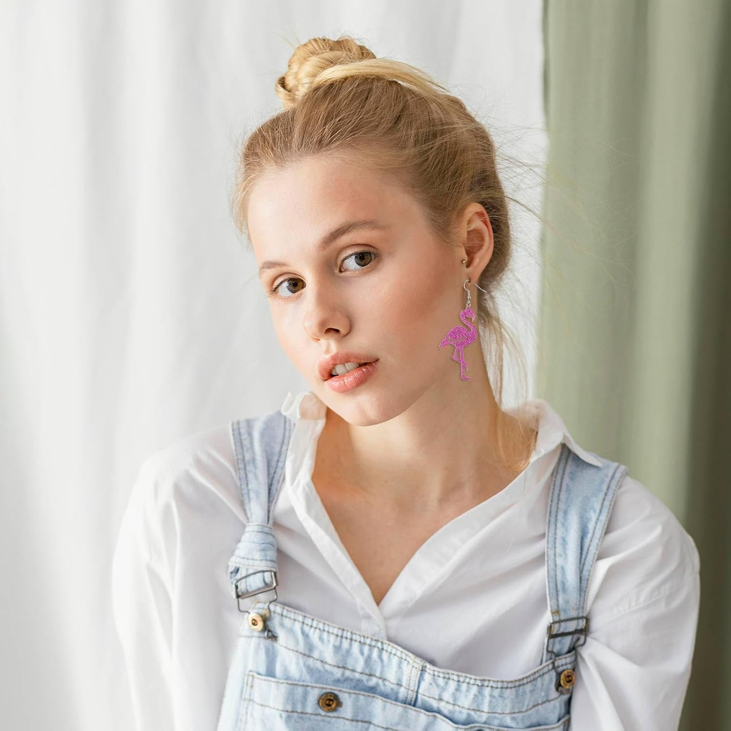 Flamingo Earrings for Women, Alloy Pink Flamingo Dangle Earrings Fashionable Bird Jewelry Gifts for Daily Wearing Summer Beach Tropical Party