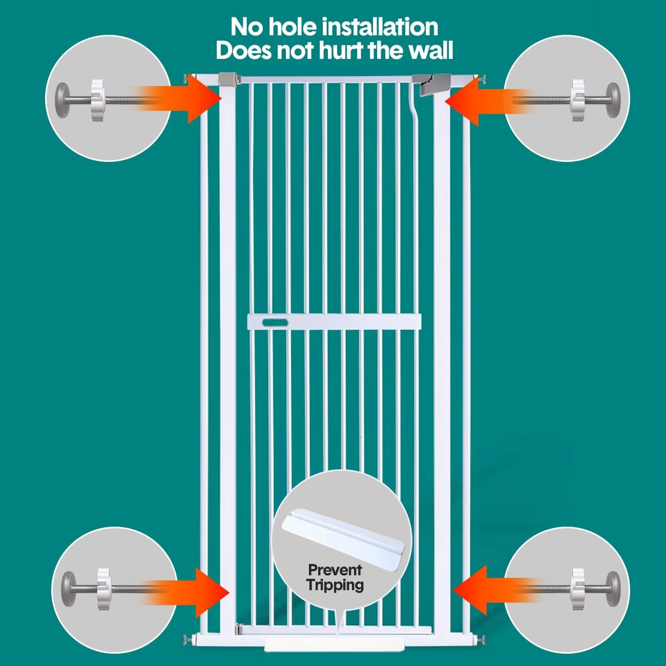 Extra Tall Pet Gate 150Cm | Retractable Pet Safety Gate for Doors, Stairs & Balcony | Adjustable Walk-Through Design with Long Handle | Portable Extension Fence for Dogs L