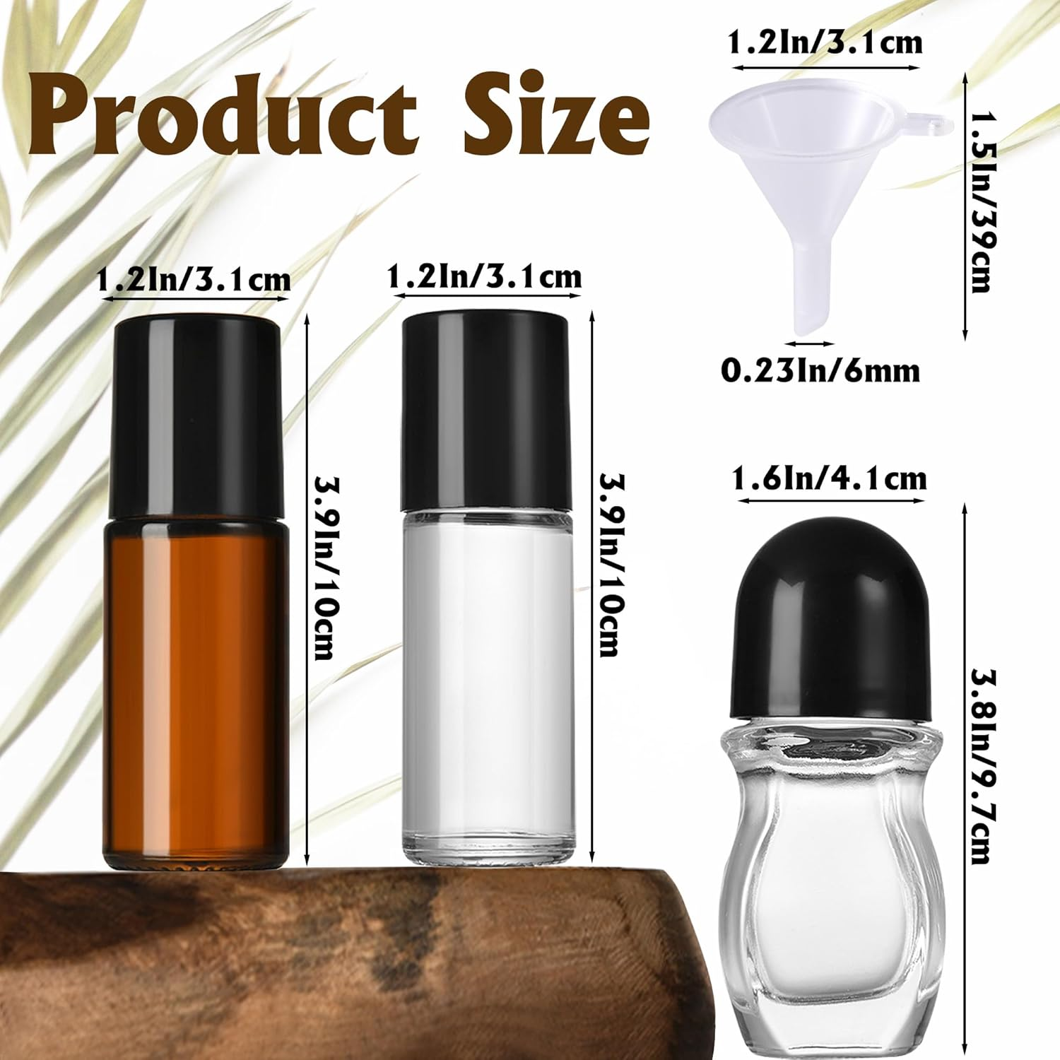 3 Pcs Glass Roller Bottles for Essential Oils, 30Ml Empty Rollerball Bottles with 1 Mini Funnel, Clear Refillable Roller Ball Container, Perfume Roll on Bottles (3 Pcs) image number 1