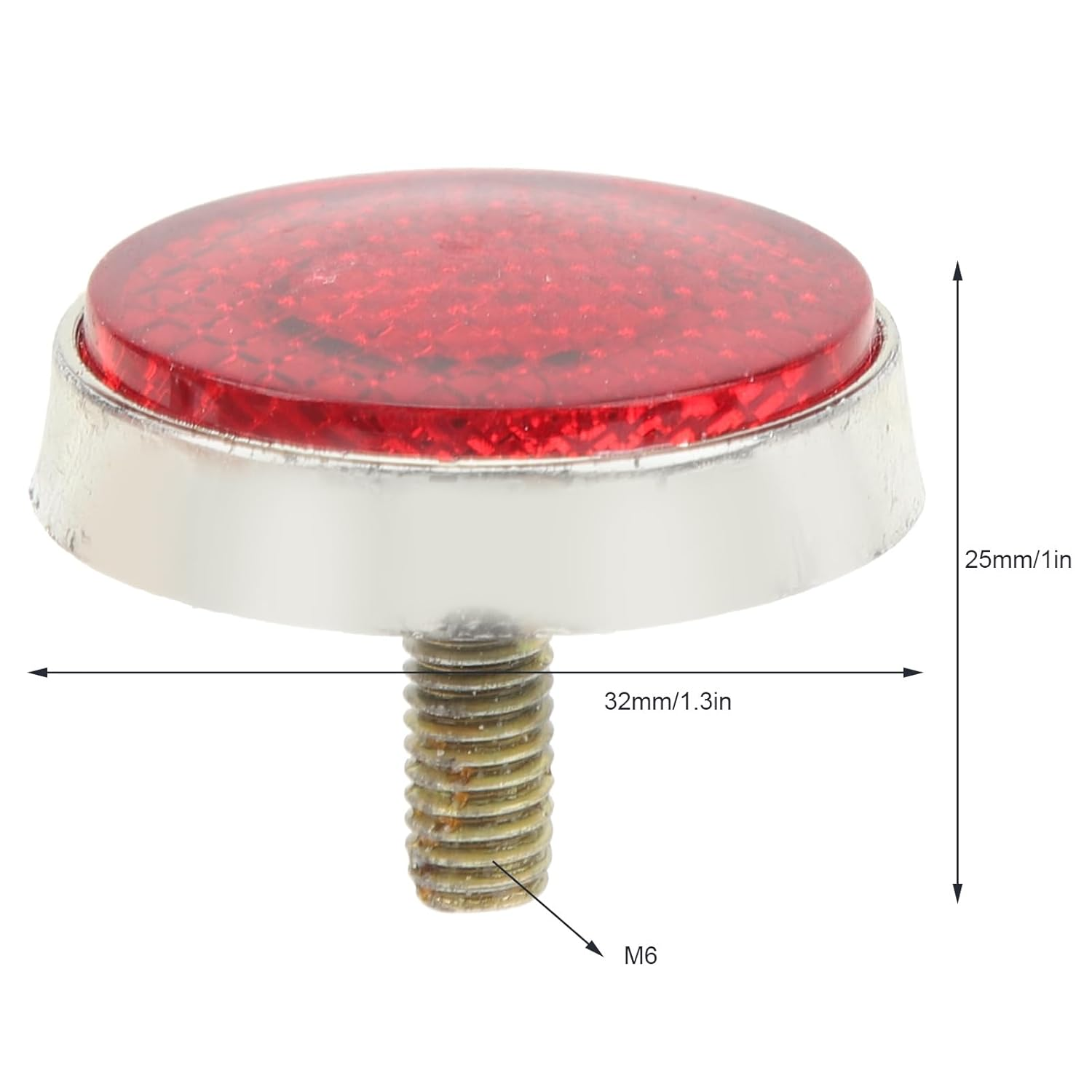 4Pcs Red round Reflector, High-Brightness Waterproof Stylish round Red Safety Reflector 42Mm for M6 Thread Motorbike, ATV, Scooters, Bikes image number 4