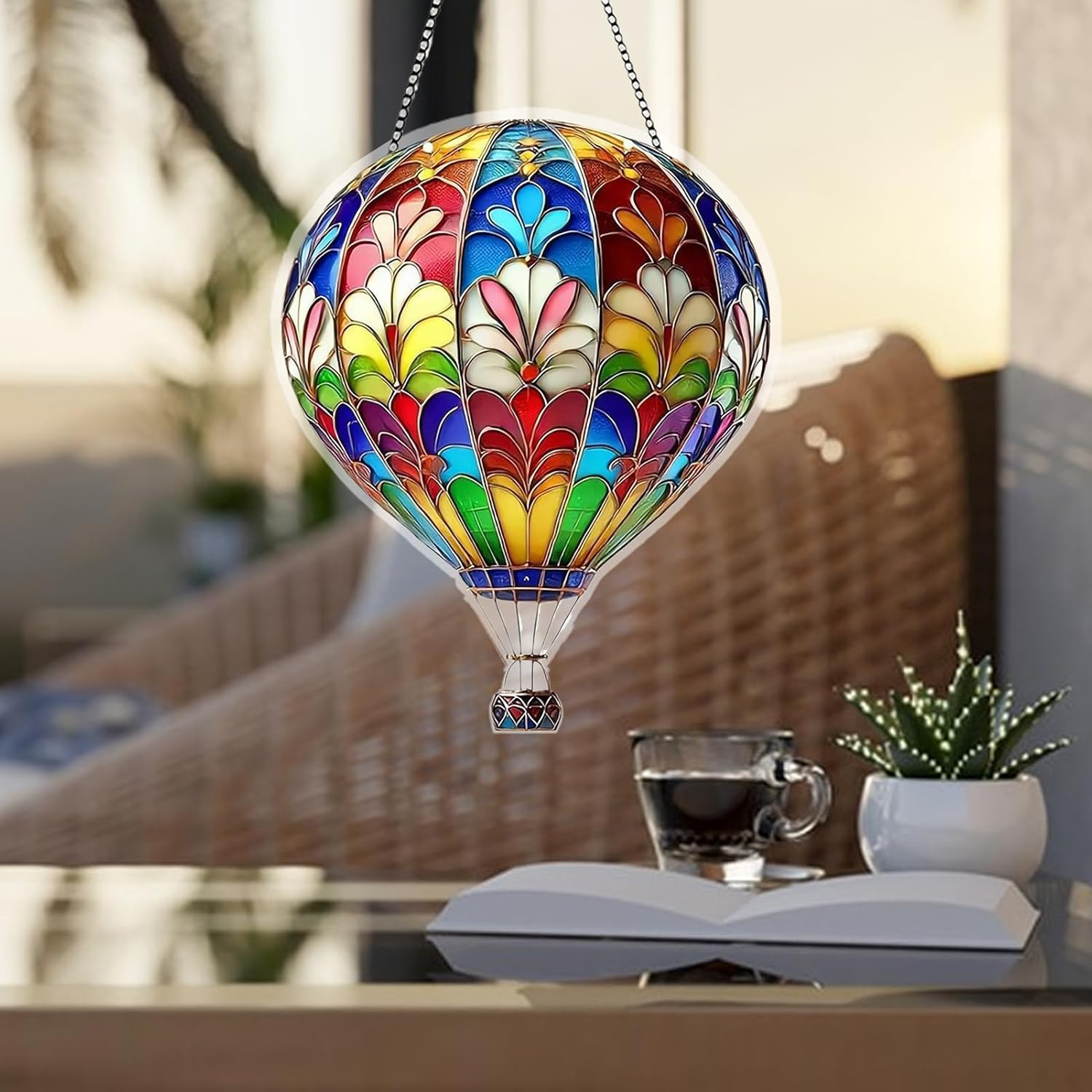Hot Air Balloon Lantern, Garden Ornaments Outdoor, Hot Air Balloon Light, Hanging Garden Lights, Charming Acrylic Home Decor for Window Door Tree Gardan image number 1