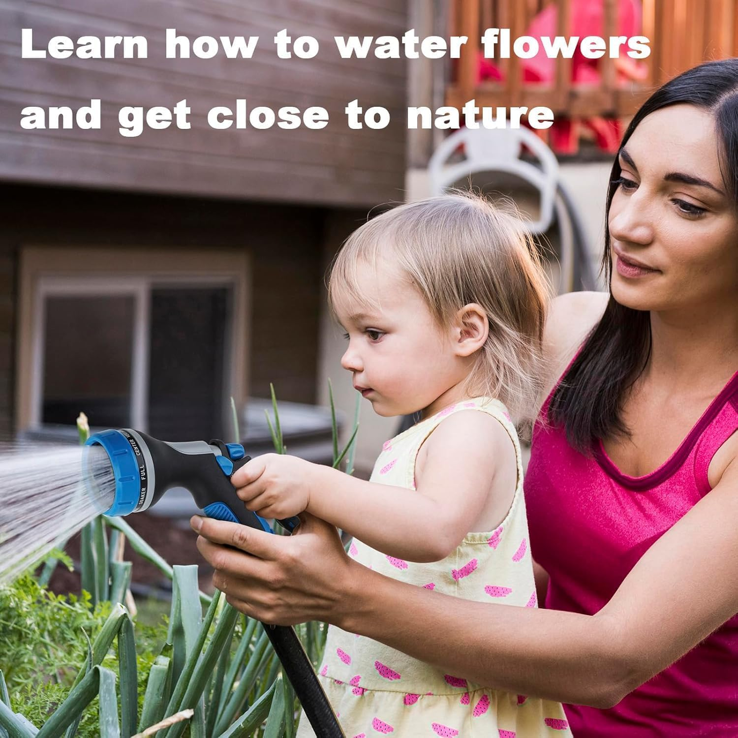 Hose Nozzle with Adjustable 10 Watering Patterns,Garden Hose Spray Nozzle with Slip Resistant High Pressure,Water Hose Nozzle Sprayer for Plants & Lawns Watering,Car Washing and Pet Showering image number 1