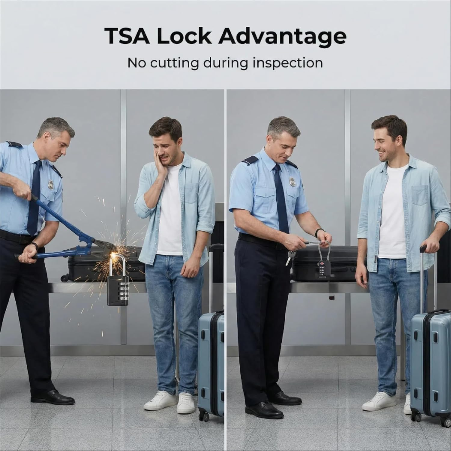 4 Pack TSA Approved Luggage Locks, Combination Travel Lock with Steel Cable for Suitcases, Bags, Backpacks &ndash; Black image number 5