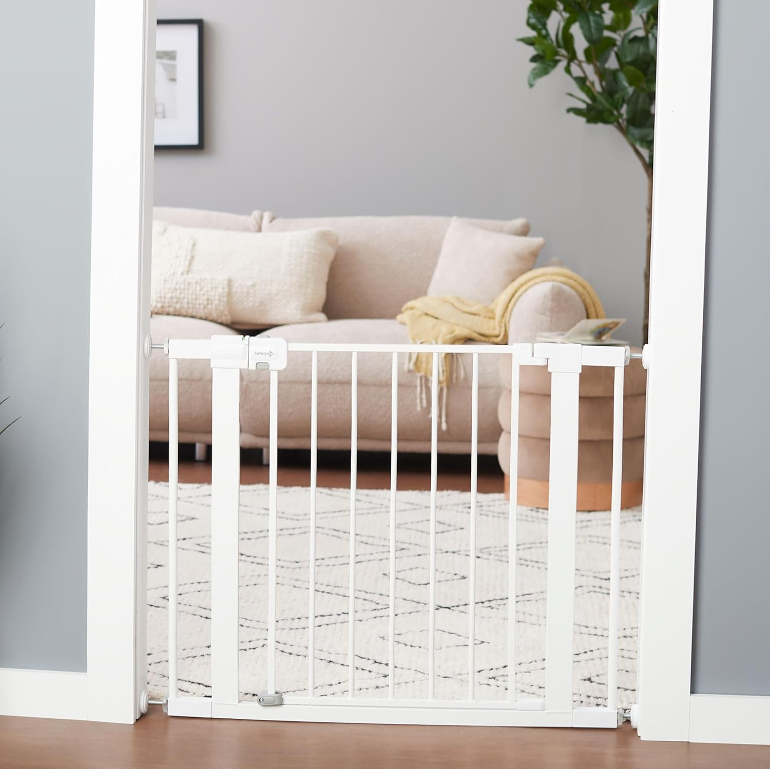 Safety 1St Easy Install Walk Thru Baby Gate for Doorways, Gate with Door, Dog Gates, Fits 29"-38", Easy Install 28" Tall, White image number 2