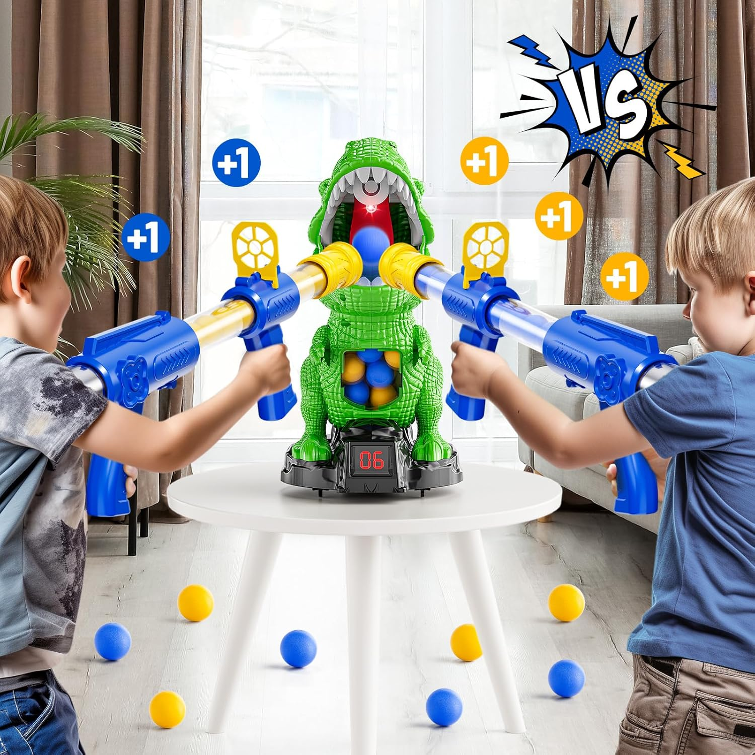 NIPLOOOW Moveable Dinosaur Shooting Toys for Kids 3-8 Years, Movable Shooting Target Toy with Air Pump Guns, Interactive Competition Game for Boys and Girls Ages 3 4 5 6 7 8 Years Old image number 3