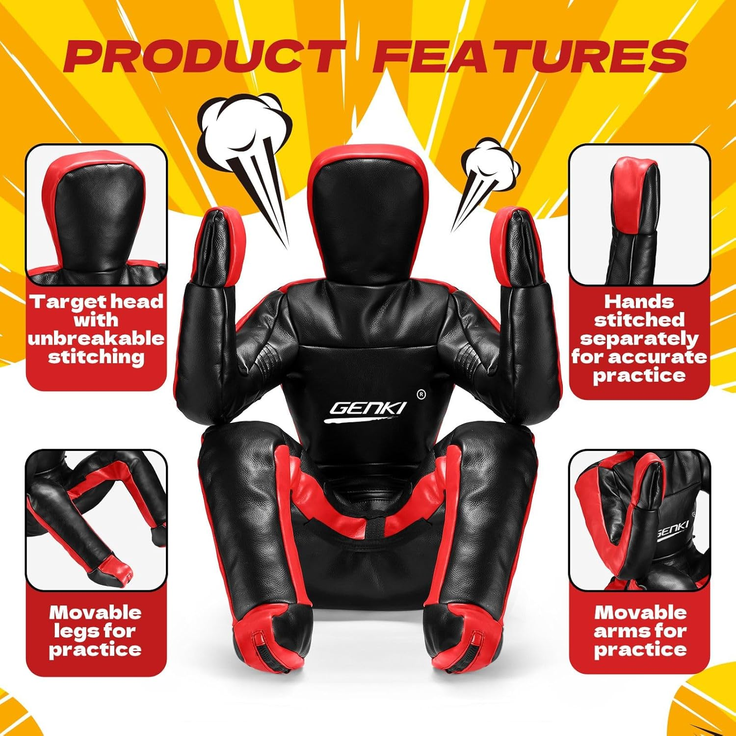 Genki 170Cm Judo Punching Bag,Grappling Dummy MMA Wrestling Jiu Jitsu Boxing Punching Unfilled Karate Kickboxing Practice Bag Kicking Training Mannequin image number 4