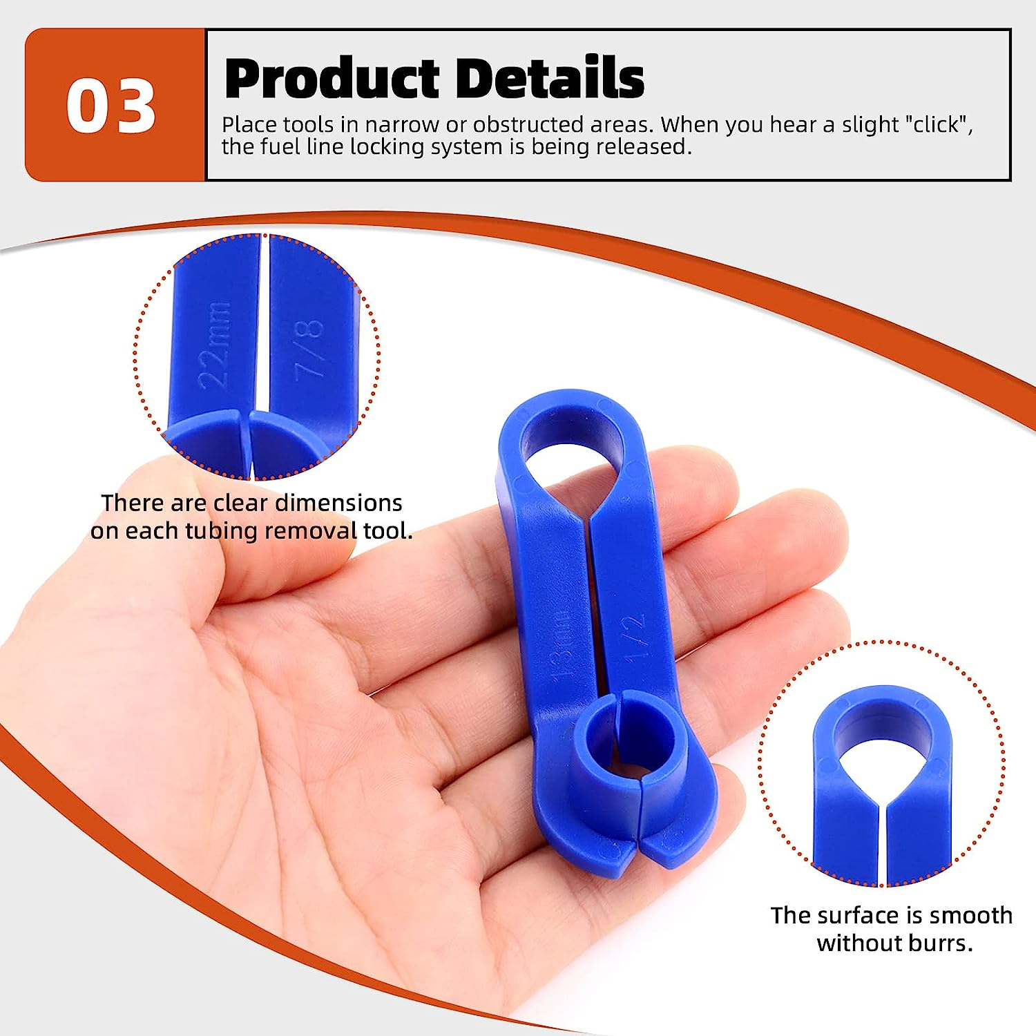 Tanstic 7Pcs AC Fuel Line Disconnect Tool Set, Includes 1/4 5/16 3/8 1/2 5/8 3/4 7/8 Inch Transmission Oil Cooler Tube Removal Tool, Fuel Line Removal Tool Compatible with Ford, Mazda, GM image number 6