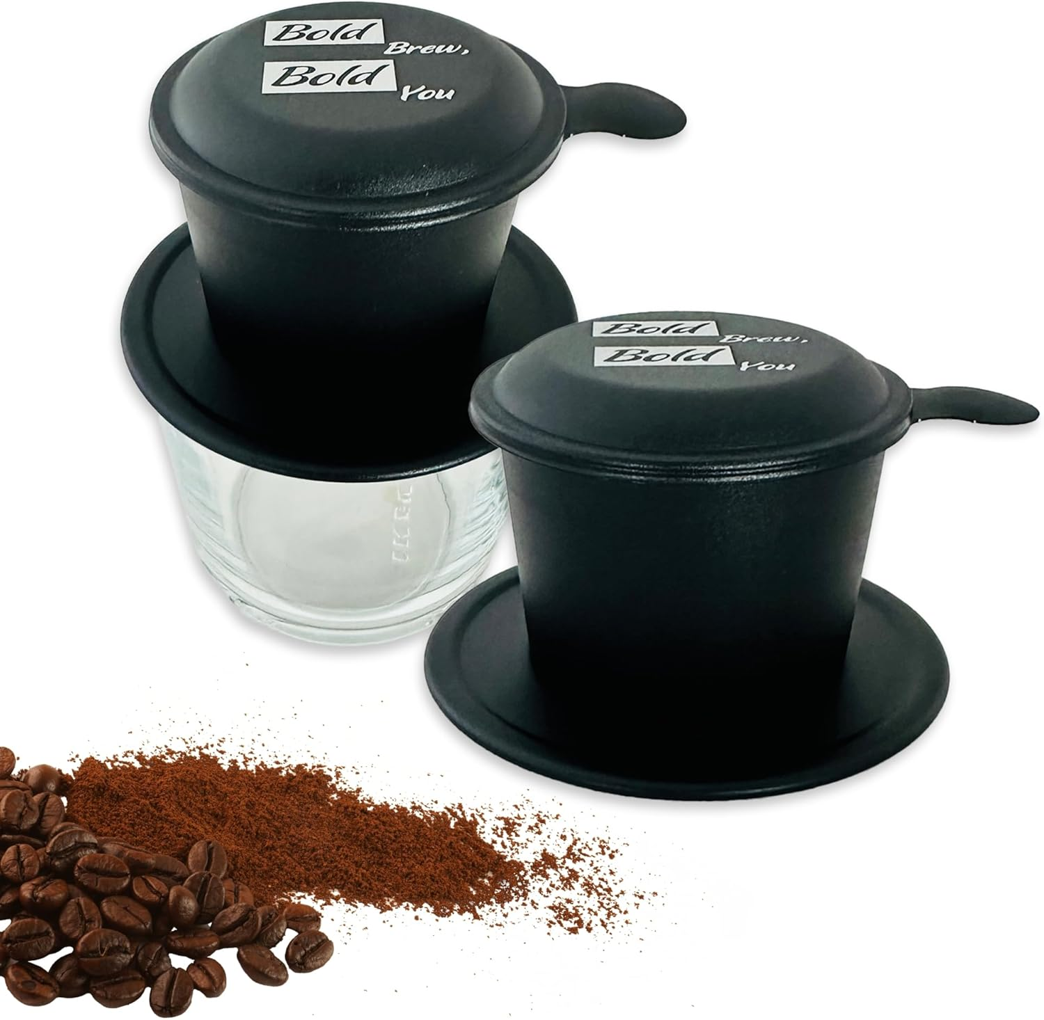 Vietnamese Coffee Phin Filter - Silver, Traditional Portable Stainless Steel Coffee Phin for Authentic Vietnamese Coffee Drip Brewing