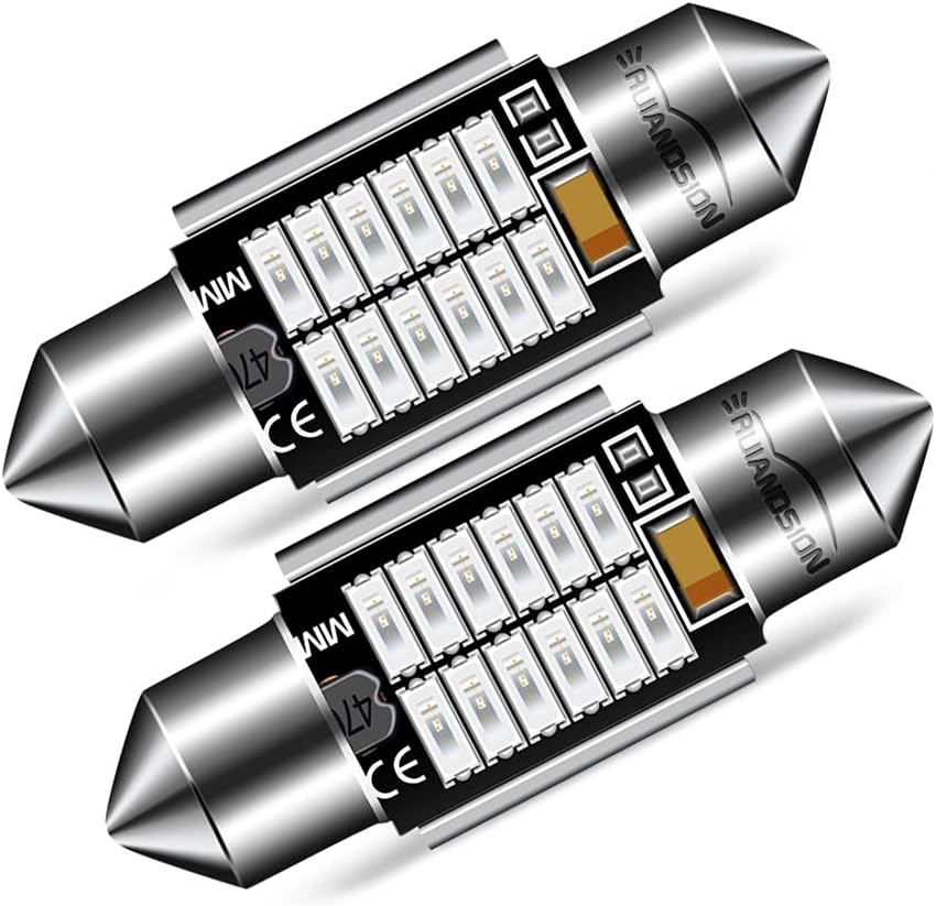 Ruiandsion 44Mm LED Dome Lights 10-30V Extremely Bright 211-2 212-2 561 562 LED Festoon Light Bulbs Canbus Error Free Replacement for Cars Trucks Interior Map Dome Lights, Warm White (Pack of 2)
