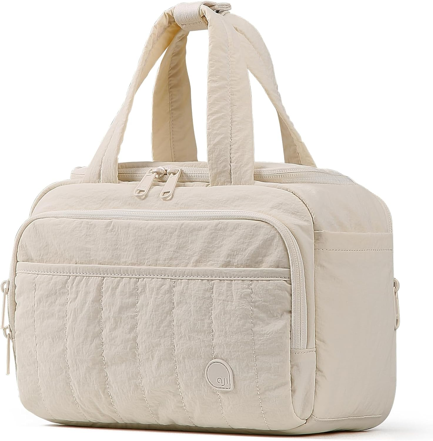 AJI Toiletry Bag Makeup Bag: Travel Toiletry Bag Cosmetic Bag - Lightweight Water-Resistant Travel Makeup Bag - Multiple Pockets Makeup Case for Makeup Storage Travel Toiletries (Milkshake White)