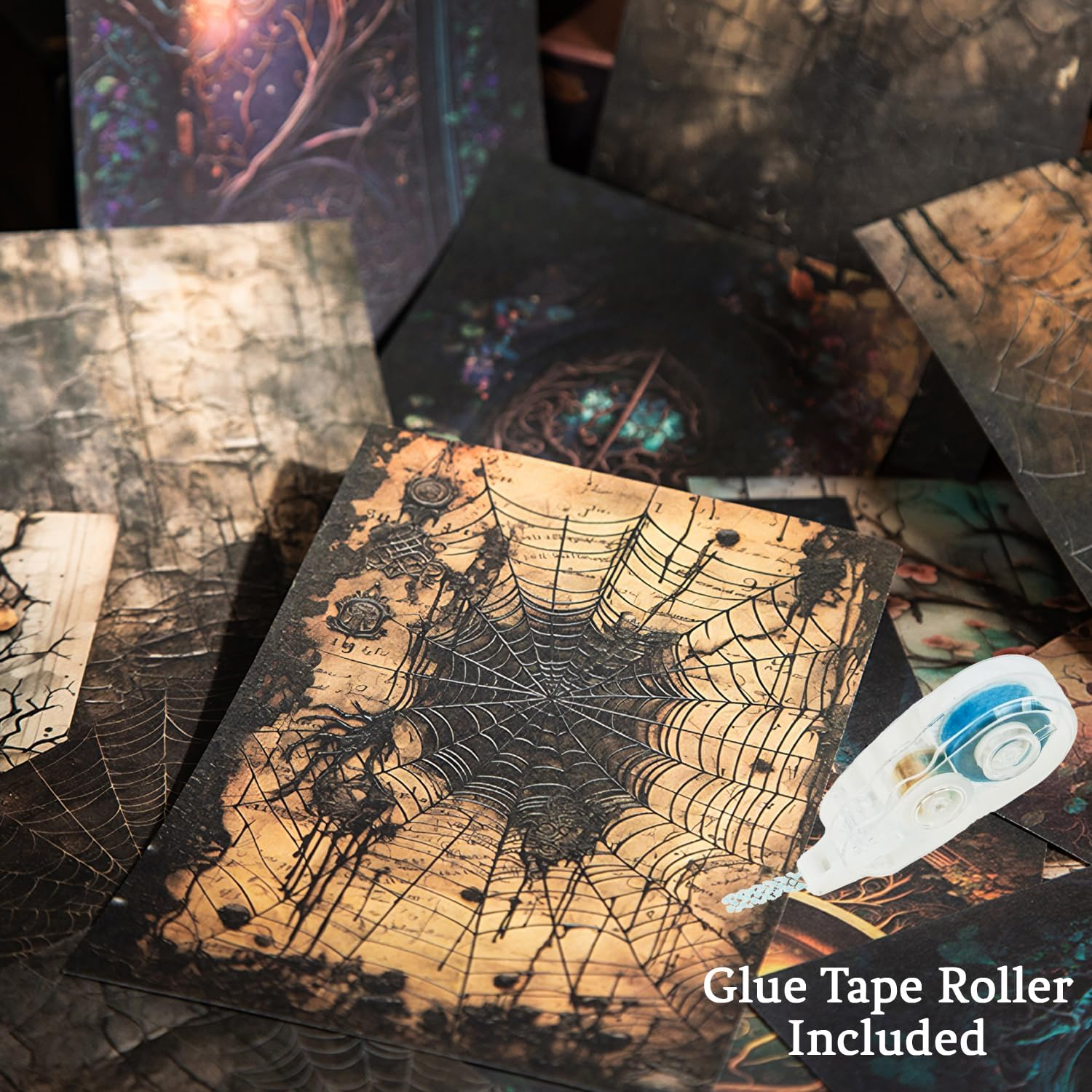 MIYOULUNA 180Pcs Vintage Gothic Scrapbook Paper, Antique Junk Journal Supplies for Scrapbooking Kit, Aesthetic Tree, Spider, Door, Book Designs for Creative Journaling, DIY Crafts image number 4