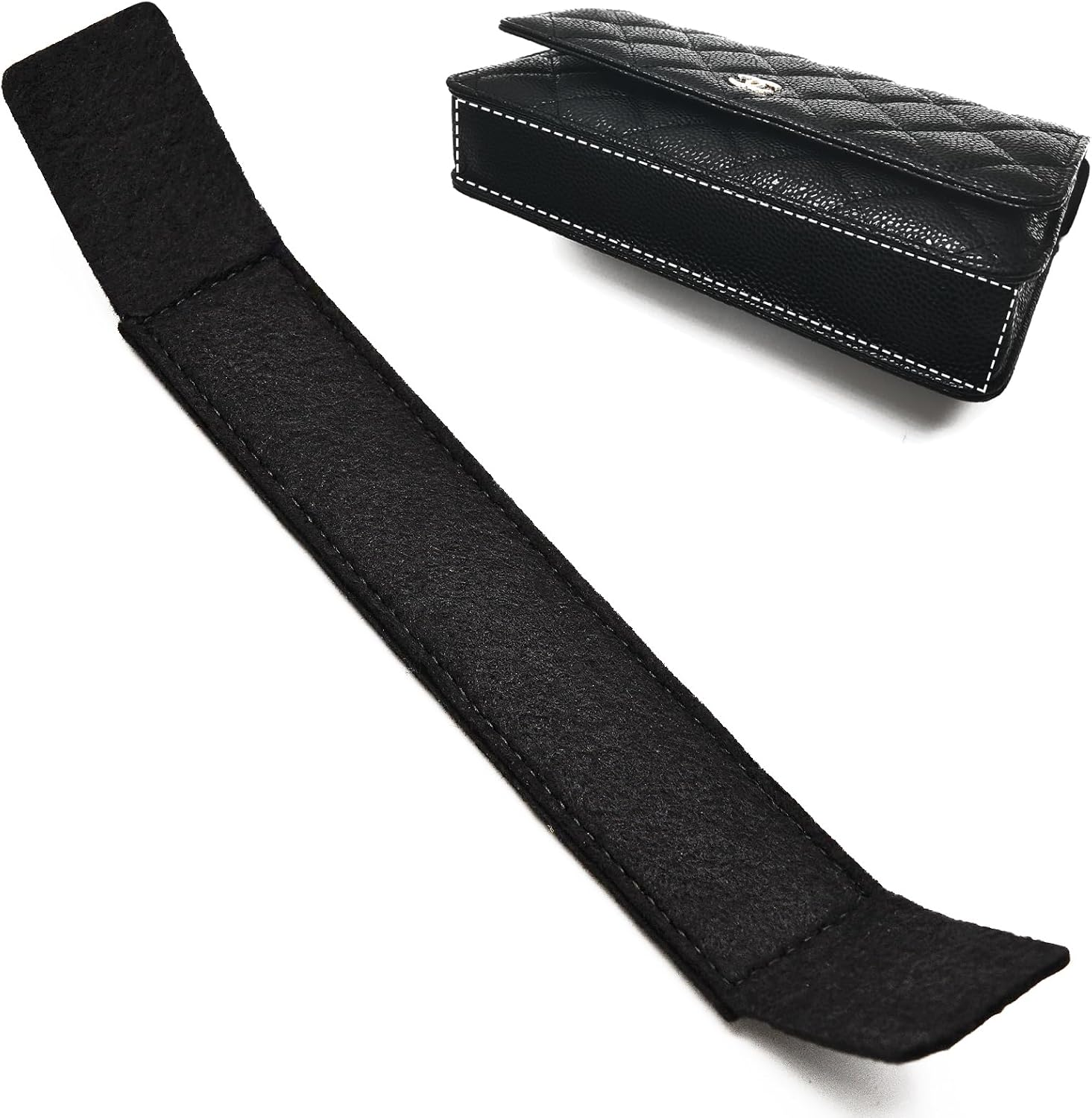 QIUTIMIY Leather Wallet WOC Base Shaper Chain Protector Film, Leather Anti-Wear Padding Inner Padding Matching Inner Padding (Black, Leather Base Shaper)