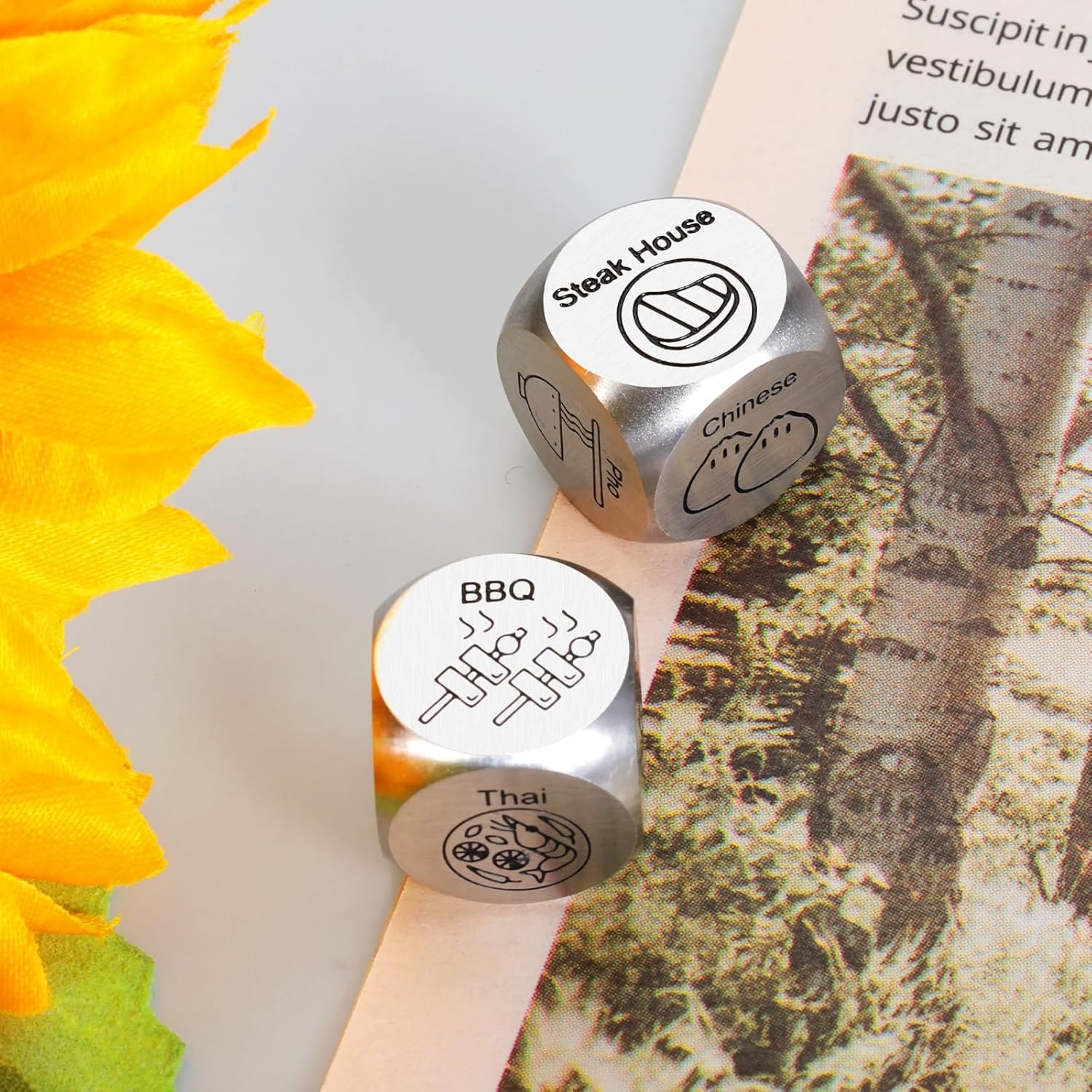 11Th Anniversary Steel Gifts- Date Night Ideas for Couples Iron Gifts for 11Th Anniversary 11 Year Wedding for Her Him Food Decision Dice Christmas Birthday Gifts for Boyfriend Husband image number 2