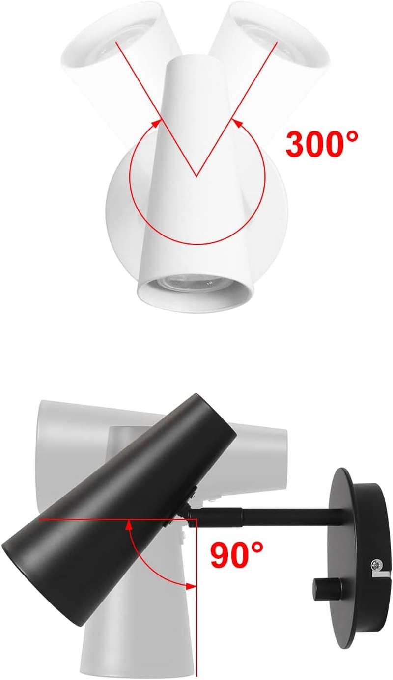 DAWALIGHT Dimmable Wall Light with Switch GU10 LED Warm White Dimmable 5 W Single Wall Lamp Indoor Adjustable Wall Lights for Reading Bedside Table Bedroom Corridor, Aluminium, Black image number 2