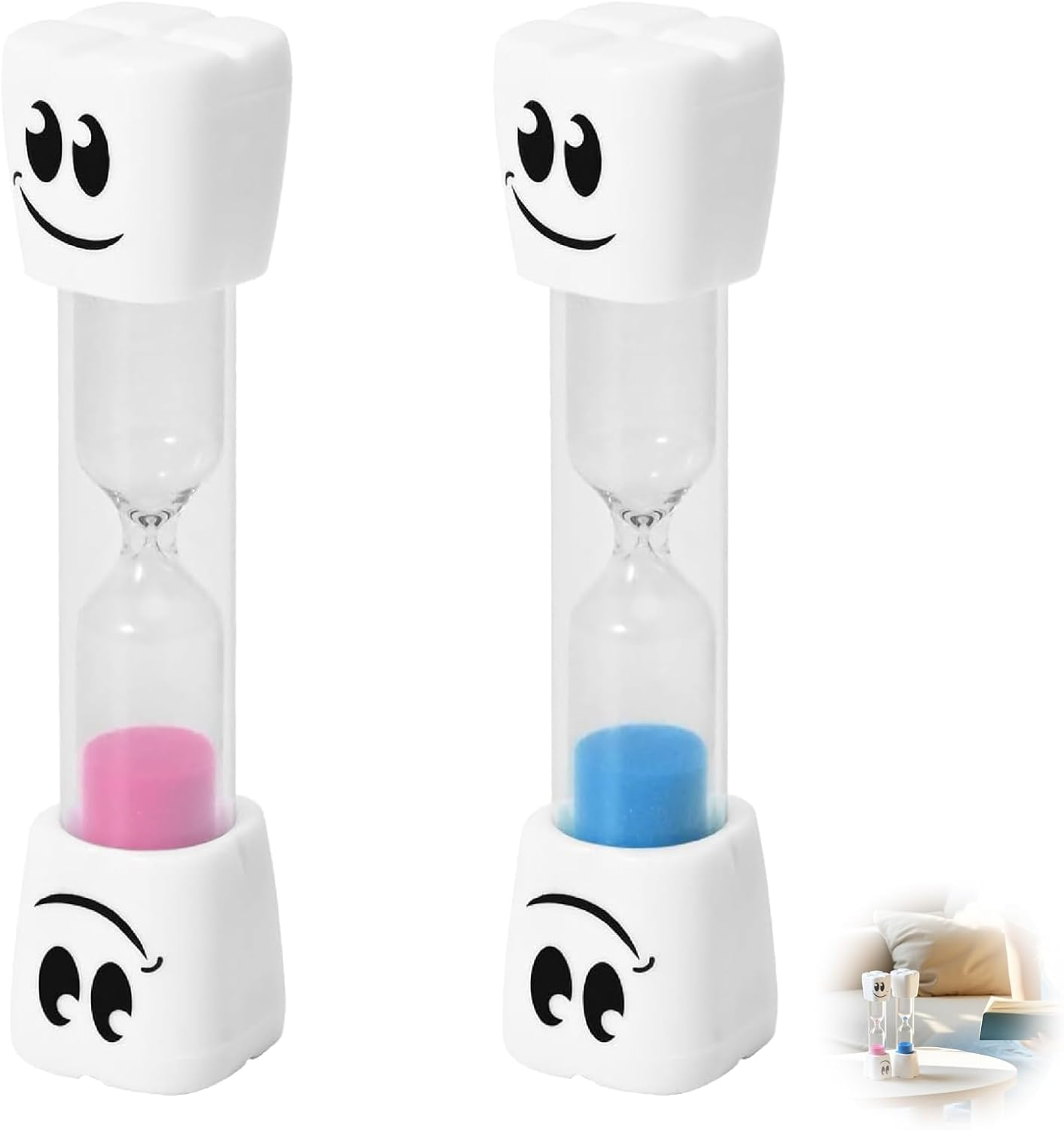 2 Minute Toothbrush Sand Timer for Kids Set of 2 Durable Hourglasses in Pink and Blue, Fun Smiley Design Perfect for Teeth Brushing, Turn-Taking, and Classroom Activities image number 4