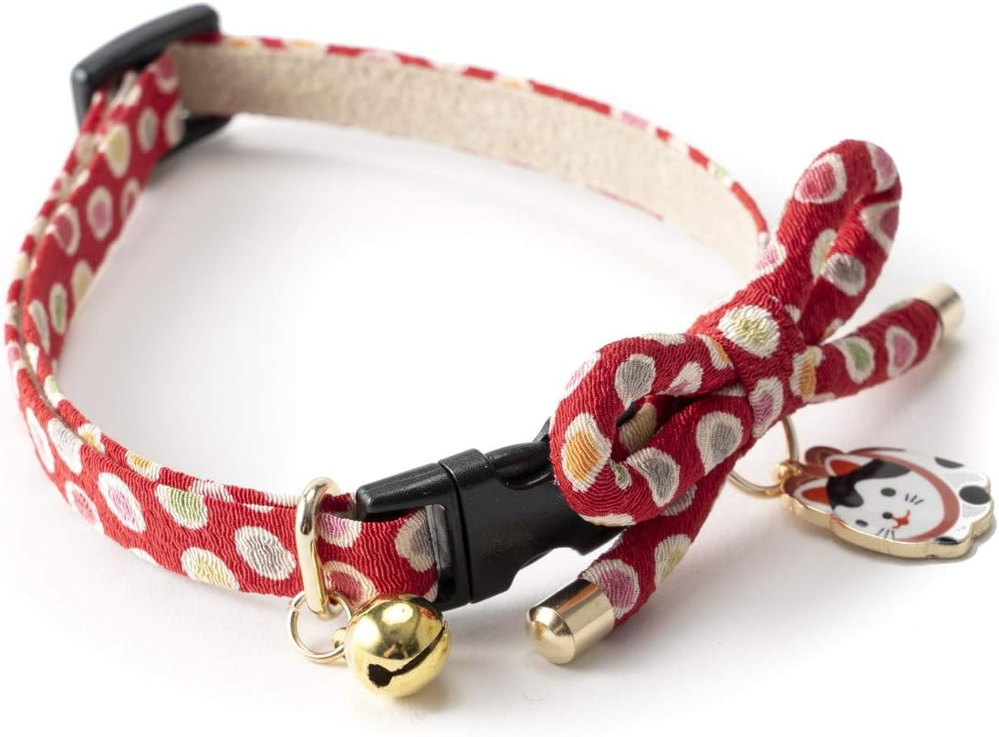 Necoichi Zen Hariko Charm Cat Collar - Red image number 6